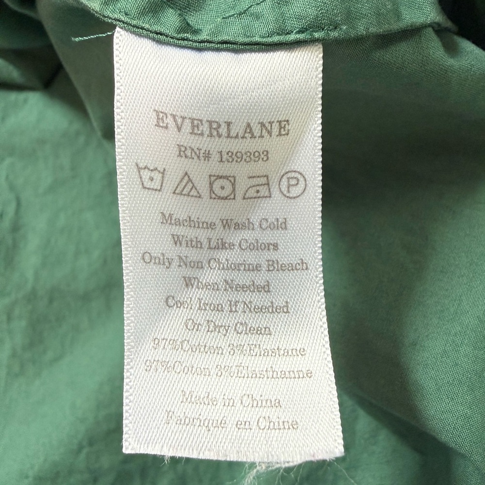 XS Everlane Green Midi Dress Cross Back Sleeveless Cotton Summer Dress - Picture 7 of 7